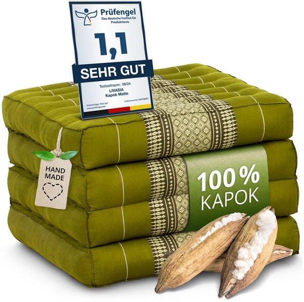 Klappmatratze 50 cm breit (Classic) - 200x50x8cm - Faltmatratze, livasia, 8 cm hoch, Kapok, vegan, handgefertigt