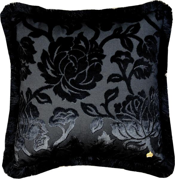 Luxus Kissen Pompöös by Casa Padrino von Harald Glööckler Elegance Collection Barock Muster Schwarz / Schwarz 50 x 50 cm - Luxuskissen