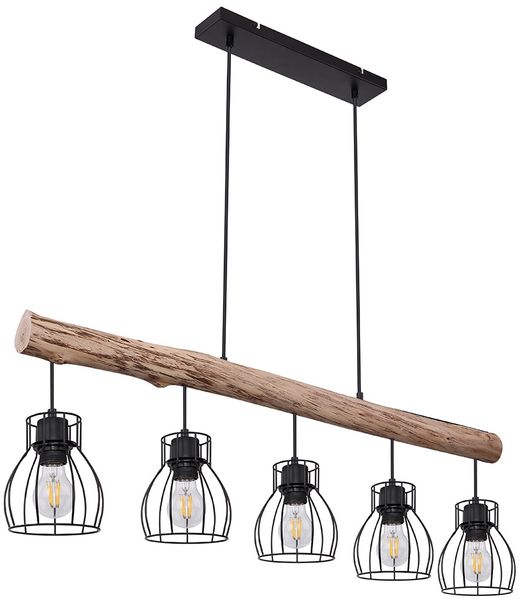 LED Hängeleuchte, Käfig Design, Holz, L 100 cm, MINA