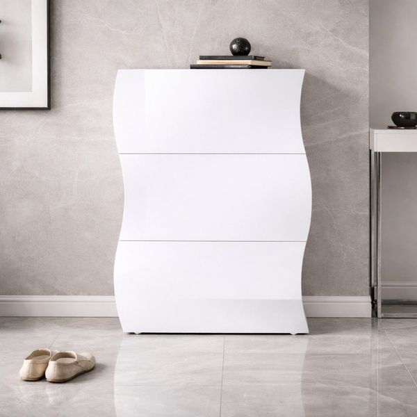 OTTO home Schuhschrank Luxor 3, Schuhklapper, Schuhkommode, Höhe 121 cm UV-lackiert, Hochglanz, grifflos, 3-Klappen
