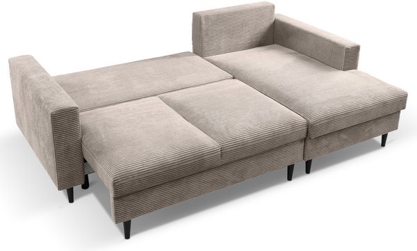 Selsey 'Nalika' Ecksofa mit Schlaffunktion, Kordsamt-Bezug, beige, rechtsseitig, 90 x 230 x 143 cm Bild 3