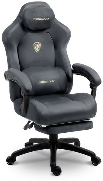 Dowinx Gaming-Stuhl Atmungsaktiver und Ergonomischer Bürostuhl aus Mikrofaser-Velours (Packung), Weiches Sitzgefühl, Verstellbarer Schreibtischstuhl mit Fußstütze