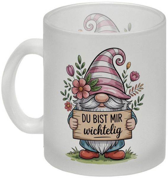 speecheese Tasse Du bist mir wichtelig Glas Tasse für Pflanzenfreunde und Wichtelfans