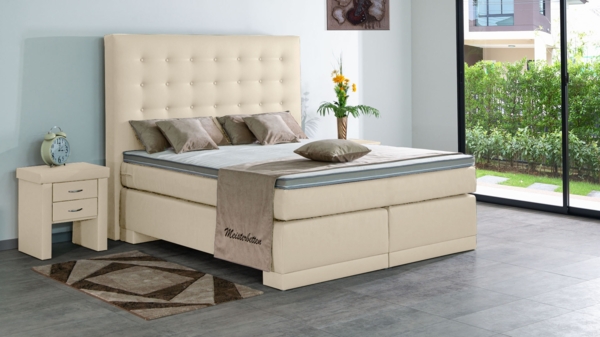 Meisterbetten Boxspringbett Kimm 180x220 in KL-Vanille, Matratzenbezug Nano, Ergoflex-Topper Bild 3