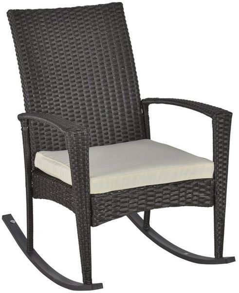 Outsunny Schaukelstuhl Polyrattan Schaukelstuhl mit Kissen