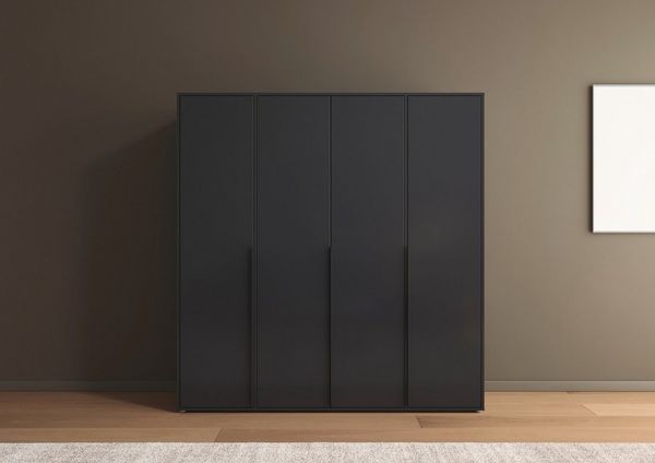 rauch Drehtürenschrank Kleiderschrank Schrank Garderobe Wäscheschrank NAGATA viel Stauraum (in 3 verschiedenen Ausstattungen BASIC/CLASSIC/PREMIUM) mit modernen Stangengriffen in Graumetallic TOPSELLER MADE IN GERMANY