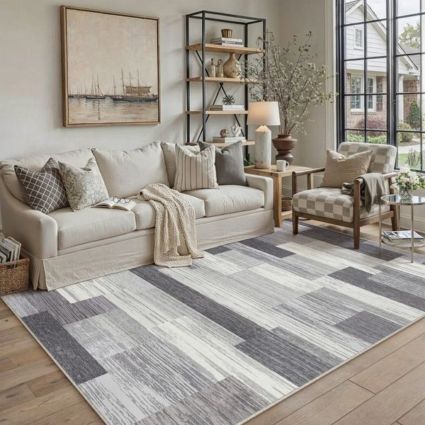 PURECOZY Teppich Kurzflor & Weich, Waschbar & Pflegeleicht, Modernes Design, Rechteckig, Höhe: 6.1 mm, geeignet für verschiedene Innenräume
