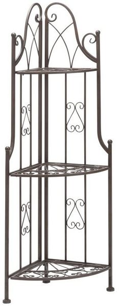 Dehner Blumenständer Eckregal Antik, 46 x 32 x 117.5 cm, Metall, Vintage Regal aus hochwertigem, robustem Eisen