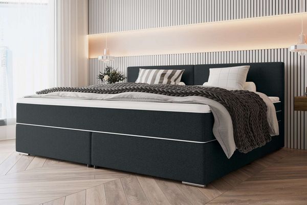 99rooms 'Phönix' Boxspringbett, Schwarz, 260x200 cm, Webstoff MALMO_NEW