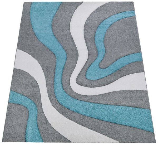 KADIMA DESIGN Teppich Abstrakt Wohnzimmer schmutzabweisend Teppich Kurzflor, Rechteckig, Höhe: 16 mm, Florhöhe: 12 mm, 100% Polypropylen, Rechteckig, 80x150cm, Türkis