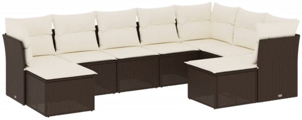 vidaXL 9-tlg. Garten-Sofagarnitur mit Kissen Braun Poly Rattan 3250412