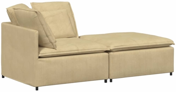 vidaXL Modulares Sofa mit Fußhocker Kissen Cordstoff Graugrün 3321231