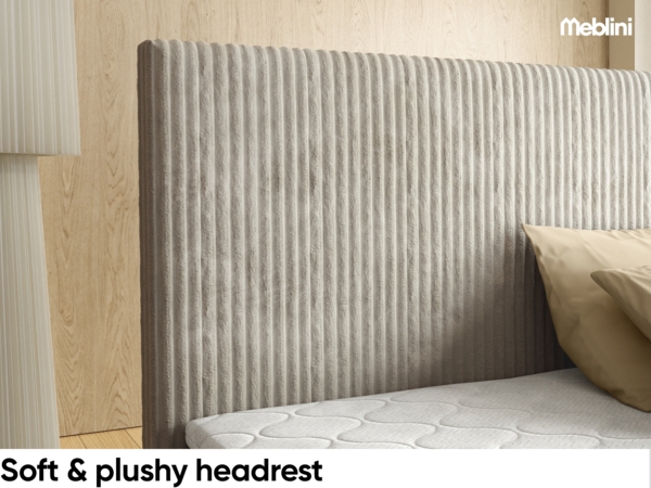 MEBLINI Boxspringbett TYLA 200x200 cm mit Bettkasten – H4/Hellbeige Plüsch Polsterbett - Doppelbett mit Topper & Taschenfederkern-Matratze Bild 5