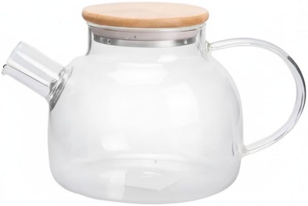 Provance Teekanne Teekanne aus Borosilikatglas mit Filter mit Bambus Deckel 1 Liter, (1-St)