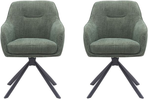 Armlehnstuhl >Avola< (2er-Set) Federkern, Drehfunktion, in Waldgrün - 57x87x65 (BxHxT)