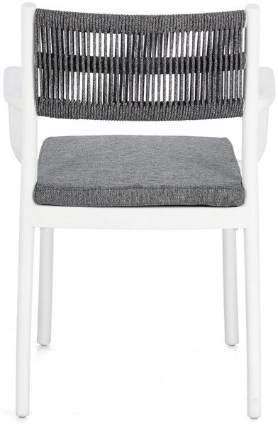 Gartenstuhl Alvin mit Armlehne, Metall und Polyester, modern, weiß dunkelgrau, stapelbar, inkl. Kissen Bild 5