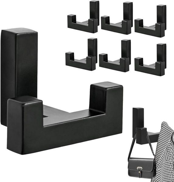 BlingBin Kleiderhaken 6 Stück Garderobenhaken aus Zinklegierung akustikpaneele Wandhaken, Geeignet zum Aufhängen von Handtüchern, Mänteln, Hüten, Taschen, Schlüsseln usw, (6er Set, 6-St, 5*4*4cm), Doppelzinken Kleiderhaken für Kleidung Mänteln Schlüsse...