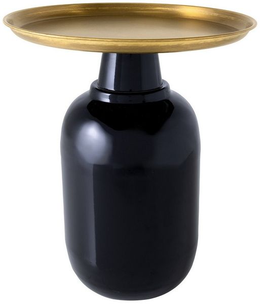 riess-ambiente Beistelltisch ELEGANCIA 50cm gold / antik schwarz (Einzelartikel, 1-St), Wohnzimmer · Metall · rund · Handmade · orientalisches Design
