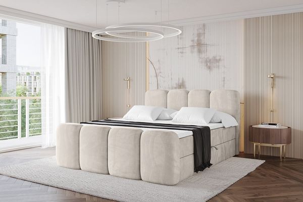 ALTDECOR Boxbett NINA-Z (Multipocket-Matratze H4, H3 Matratze Bonellfederung, Topper, Kopfteil), Doppelbett mit Fußteil