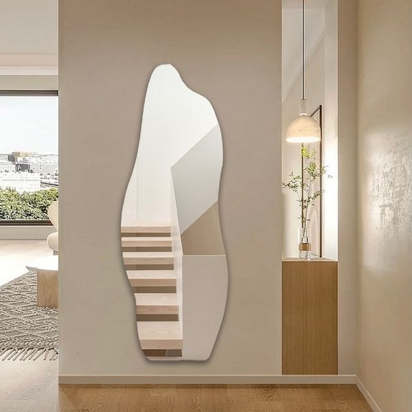 Hopibath Spiegel Flurspiegel ganzkörper Ganzkörperspiegel groß 165x60cm Rahmenlos (Dekospiegel Asymmetrisch, mit Splitterschutzfolie), für Wohnzimmer Schlafzimmer Badezimmer Kinderzimmer Hotel