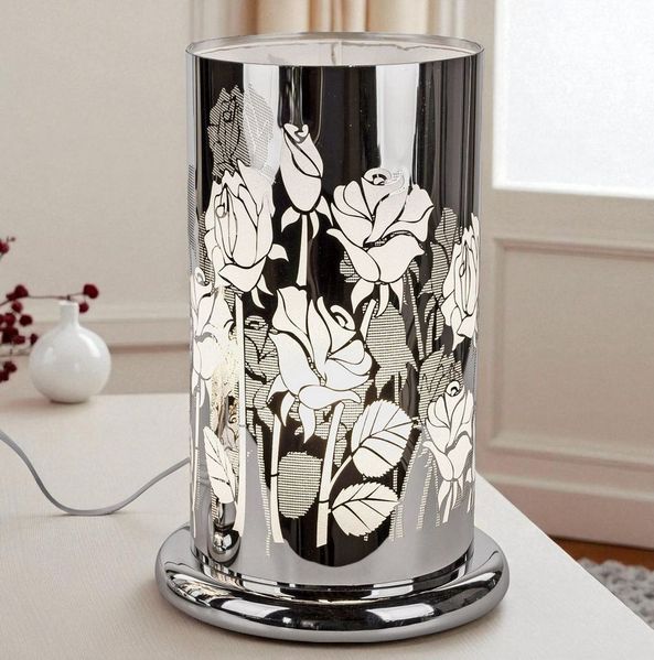 formano Tischleuchte Touch Lampe Rosen Edelstahl Tischleuchte 24cm 3fach Touch-Dimmer