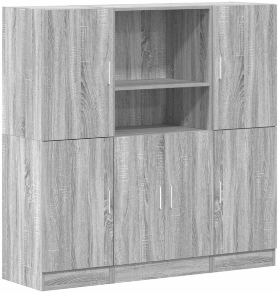 vidaXL 3-tlg. Küchenschrank-Set Grau Sonoma Holzwerkstoff 3324156