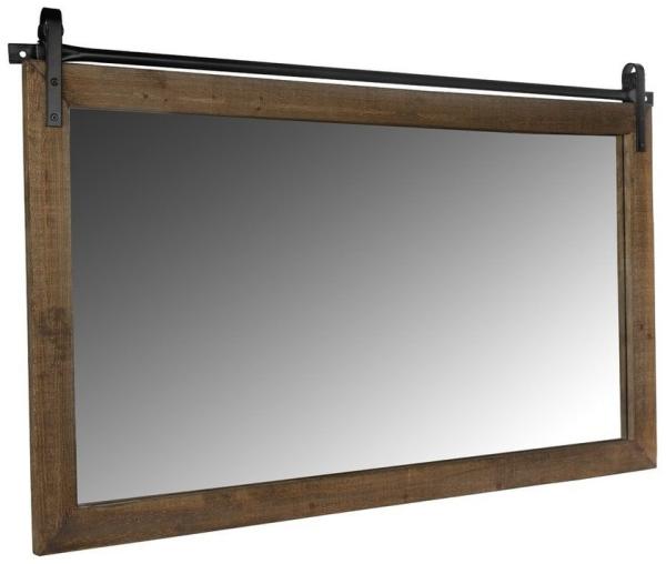 Wandpiegel Holzrahmen rollbar braun 86 x 71 cm Rustikal Landhausstil Vintage