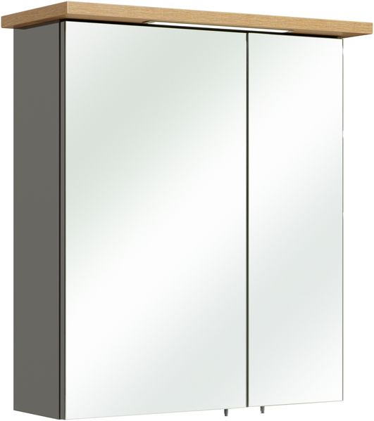 Pelipal Spiegelschrank, Quickset 924, Quarzgrau Glanz/Riviera Eiche, 2 Türen