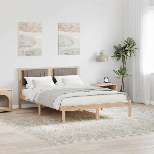 vidaXL Bettgestell mit gepolstertem Kopfteil Taupe 135 x 190 cm 878272