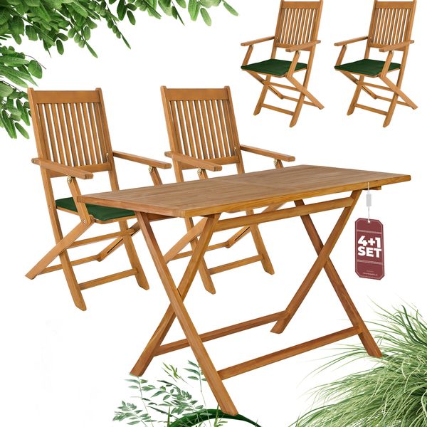 CASARIA® Gartenmöbel Set Holz Klappbar inkl. Auflagen Grün
