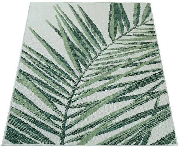 KADIMA DESIGN Outdoorteppich Palmen Balkon, Terrasse schmutzabweisend Outdoor Teppich, Rechteckig, Höhe: 4 mm, 100% Polypropylen, Rücken aus Polypropylen, Rechteckig, 60x110cm, Grün