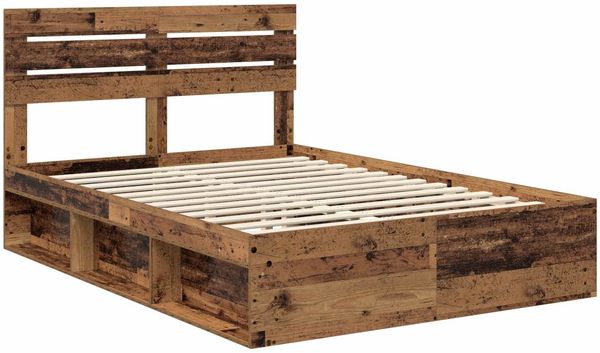 vidaXL Bettrahmen Altholz 140 x 190 cm Massives Kiefernholz 3411421 Bild 4