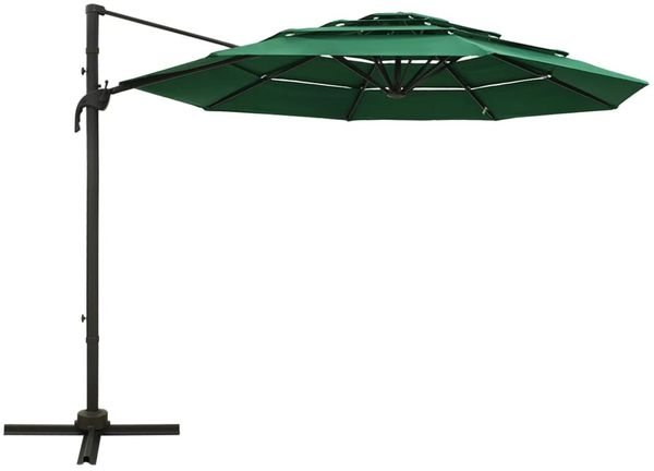 Sonnenschirm, Terrassenschirm mit Aluminium-Mast 4-lagig Grün 3x3 m