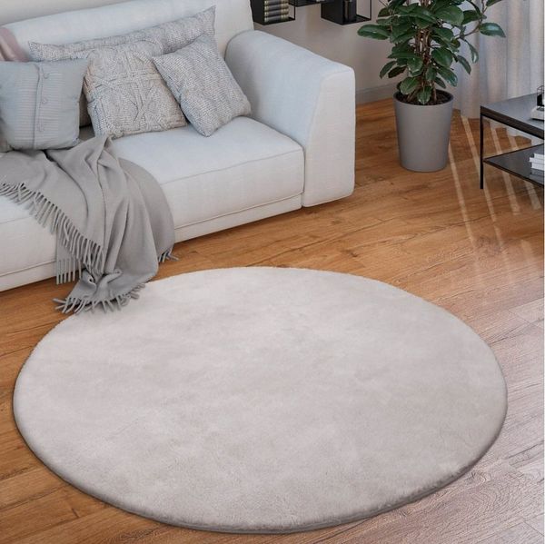 Paco Home Teppich Cadiz 630, rund, Höhe: 14 mm, Kurzflor, Uni-Farben, besonders weich, waschbar, Wohnzimmer