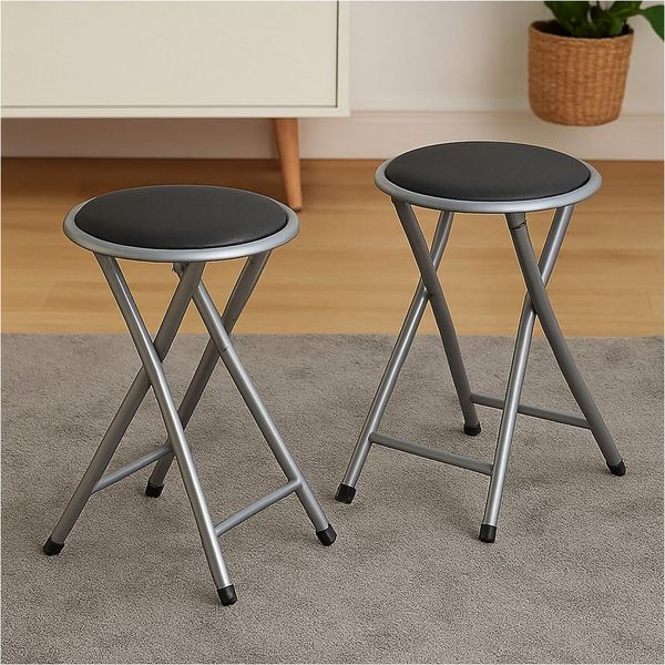 HTI-Living Hocker Faltbarer Hocker mit Metallgestell und Kunstleder (Set, 2 Hocker), Küchenstuhl Kunstleder