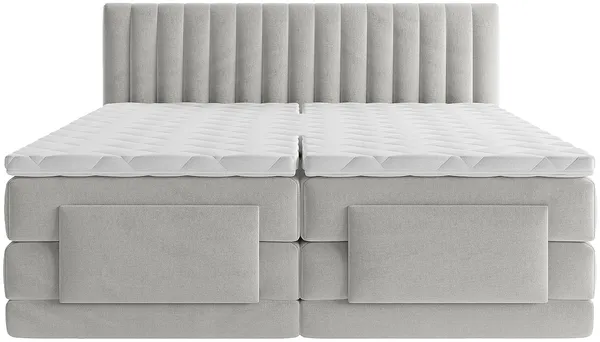 Vente-unique - DONISI Bett SamtStoff Grau - B 188 cm x H 118 cm x L 215 cm Bild 5