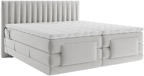 Vente-unique - DONISI Bett SamtStoff Grau - B 188 cm x H 118 cm x L 215 cm Bild 4