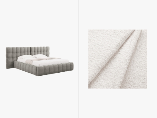 Micadoni Stauraumbett mit Doppelkopfteil Mamaia Boucle Baloo Weiß 160x200