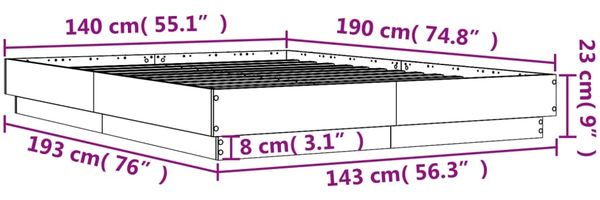 vidaXL Bettgestell Weiß 140x190 cm Holzwerkstoff 3209870 Bild 9