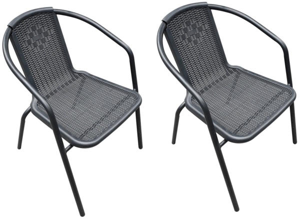 LC Garden Stapelstuhl Garvista Stapelstuhl 54x52x72cm schwarz Gartenstuhl Terassenstuhl, Pulverbeschichteter Stahl