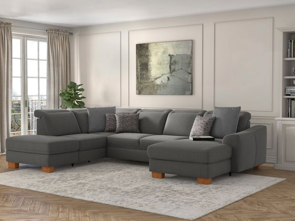 sit&more Wohnlandschaft Dundee U-Form, mit Federkern und Massivholzfüßen, wahlweise mit Kopfteilverstellung