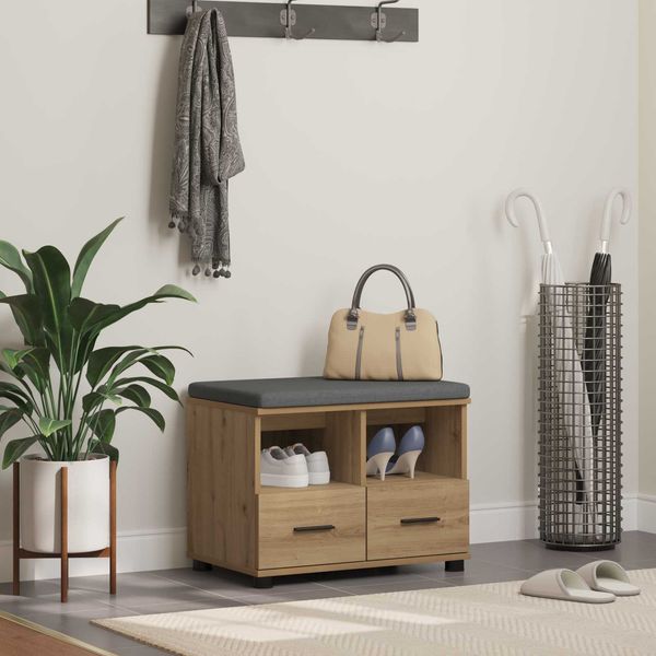 vidaXL Flurbank mit Kissen mit Regal Artisan-Eiche 60 x 38 x 46 cm 891455