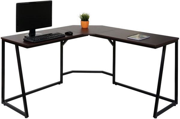 Eck-Schreibtisch HWC-K66, Computertisch Arbeitstisch, MVG-zertifiziert 76x140x140cm, MDF Metall ~ dunkelbraun
