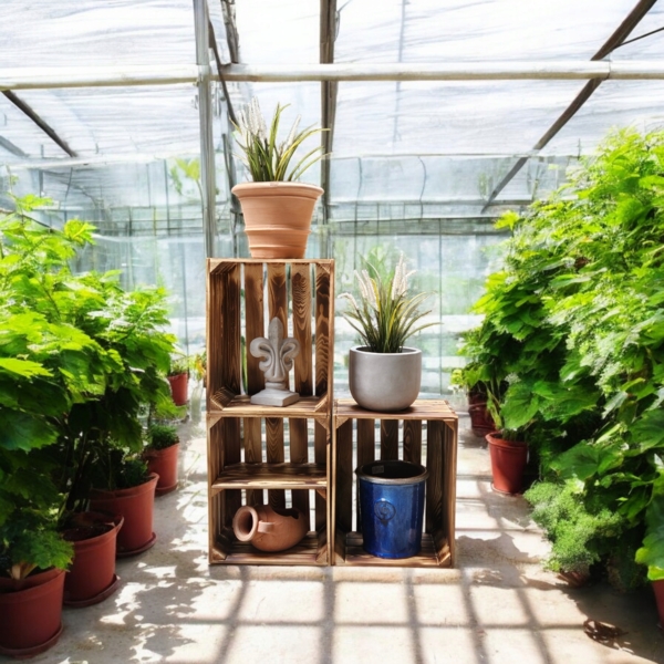 Holzkisten Geflammt 3er Set 50 x 40 x 30cm Ablage Kurz Bild 5