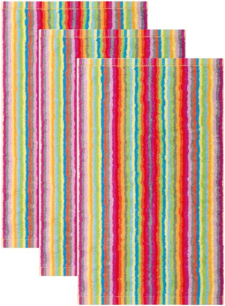 CAWÖ Gästetuch, 3er Pack - C Life Style multicolor, gestreift, Walkfrottier Multicolor 30x50cm