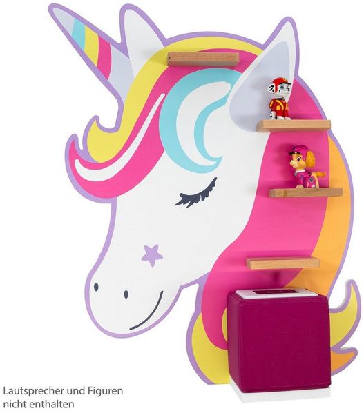 kamelshopping Wandregal Regal für Kinder Audiobox und Hör-Figuren, aus Holz, Wandregal für Musikbox, inkl. Montagematerial