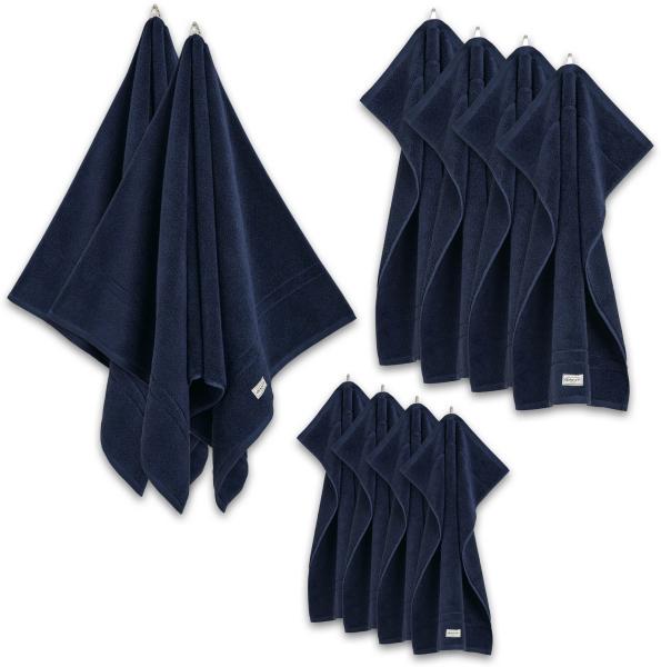 GANT Handtuch Set, 10-tlg. - Premium Towel, 2x Duschtuch, 4x Handtuch, 4x Gästetuch Marine Set