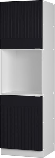Herdumbauschrank Fame-Line Schwarz gestreift 60 cm mit offenem Regal Vicco