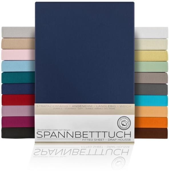 Beautex Spannbettlaken Spannbetttuch Bettlaken aus gekämmter Baumwolle Premium Jersey 160g/m², Jersey, Gummizug: rundum, (1 Stück)