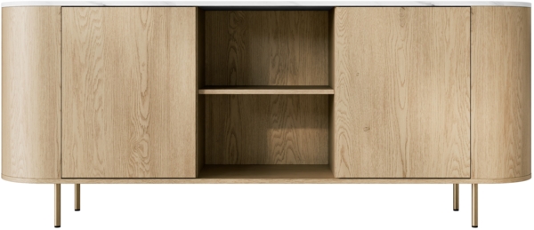 Kommode Lygrint 180 2D (Farbe: Eiche Cremona / Marmor Weiß + Gold)